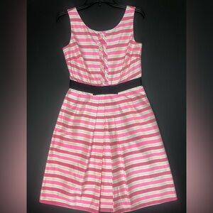 Sara Campbell Pink and White Striped Formal Dress